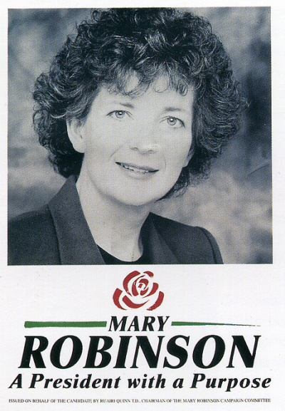 On this day in 1990 nearly half the population turned out to vote Mary Robinson in as the first female president of Ireland. 