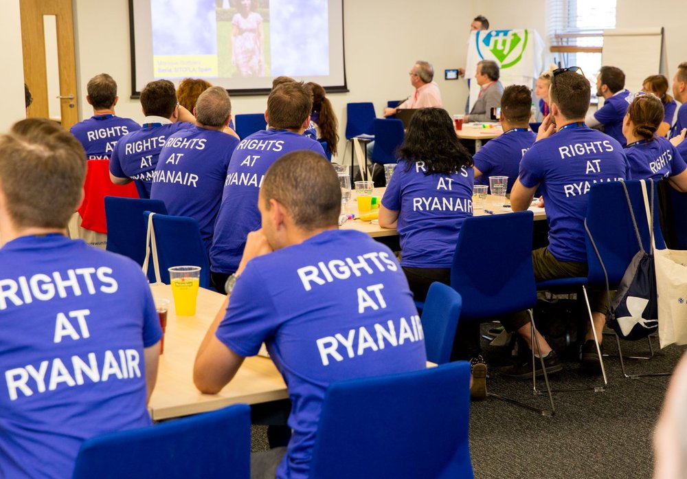 Ryanair workers from across Europe convened at the offices of Fórsa for the first ever Ryanair Crew summit in July. 