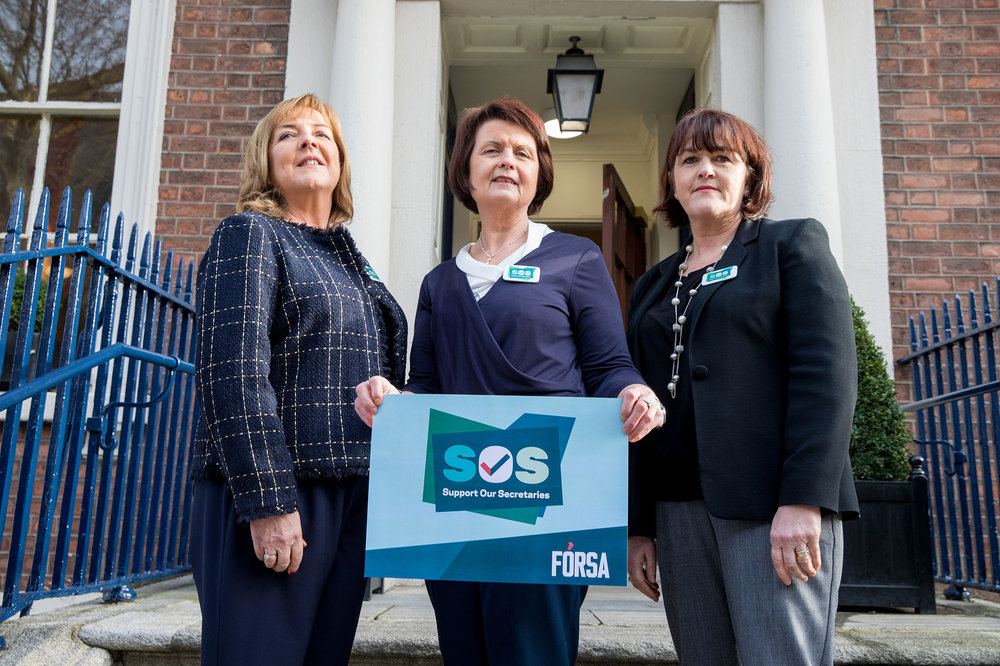 School secretaries Maria Dunne, Kathleen O'Doherty and Marion Jackson addressed the launch event.
