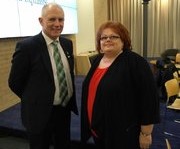 Chair of Irish Congress Women's committee Margaret Coghlan (FORSA)with Minister David Stanton after a meeting of the National Strategy for Women and Girls group.