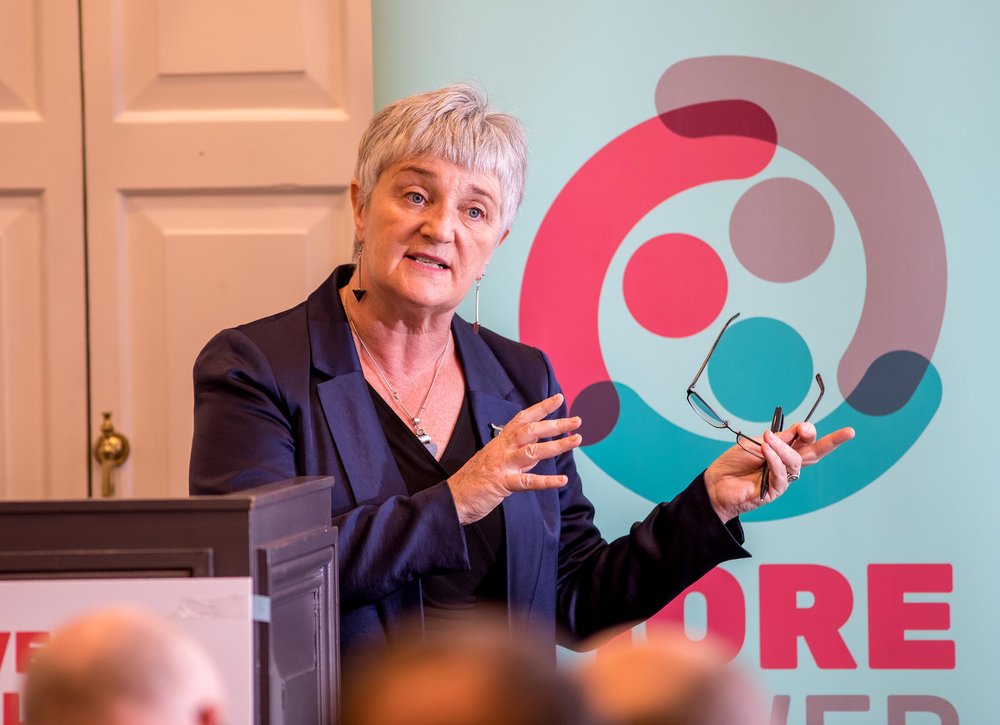 Dr Mary Murphy of Maynooth University soeaking at the More Power To You campaign launch.