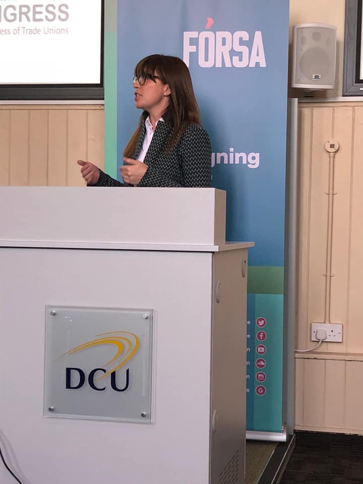 Dr. Laura Bambrick, ICTU's Social Policy & Legislative Officer delivering a module at last year's summer school.