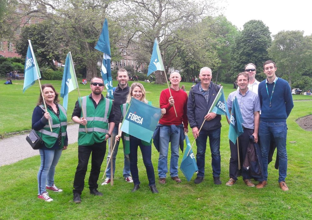 Some of the Fórsa representatives at the 'School Strike for Climate’ demonstration.