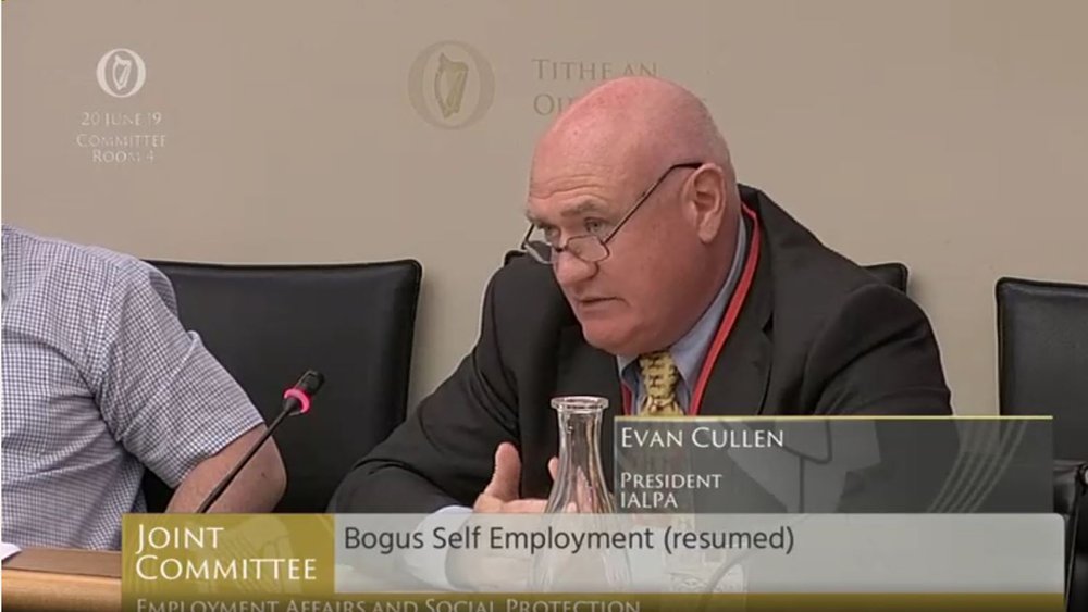 The president of IALPA, Captain Evan Cullen, was addressing the joint Oireachtas Committee on Employment Affairs and Social Protection last week (Thursday 20th June) in a hearing about bogus self-employment.