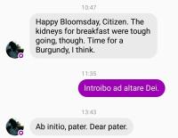 Bloomsday text exchange with a colleague
