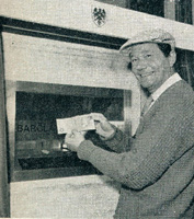 On this day: Pictured above in 1967 is actor Reg Varney using the world's first ATM in Enfield town, north London