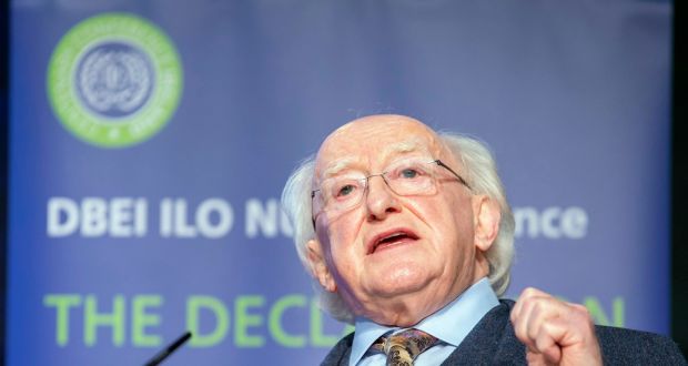 President Higgins called for strong rights to collective bargaining, secure work and adequate social protection.