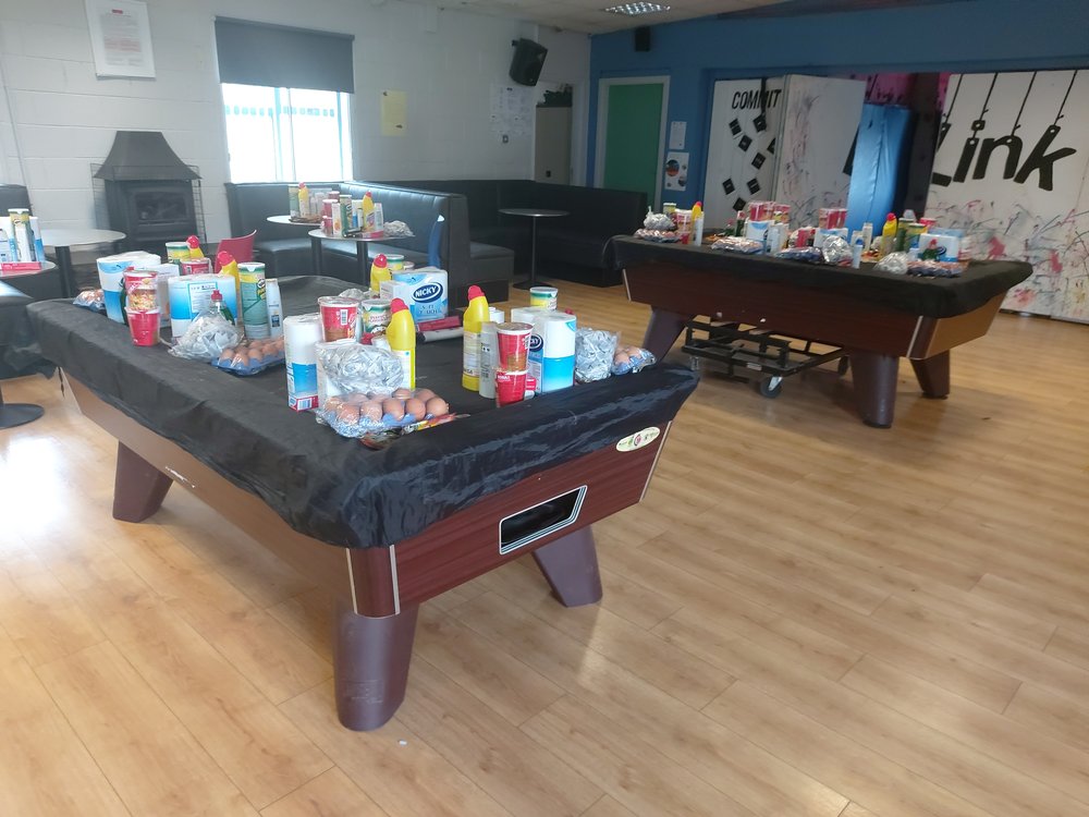 Food parcels are prepared by staff at Ronanstown Youth Services. 