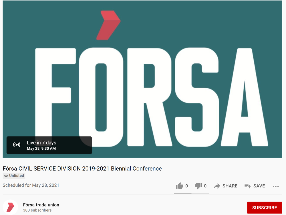 The proceedings will be live-streamed through Fórsa’s YouTube account and full reports of the conference will be carried in the next issue of this bulletin.