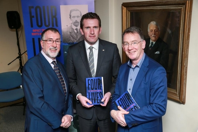 Pictured (L to R) at the Four Lives launch: IMPACT general secretary Shay Cody, Minister of State Aodhán Ó Ríordáin TD and Éanna Ó Conghaile, a grandson of Sean Connolly, whose Rising story is featured in 'Four Lives' Pictured (L to R) at the Four Lives launch: IMPACT general secretary Shay Cody, Minister of State Aodhán Ó Ríordáin TD and Éanna Ó Conghaile, a grandson of Sean Connolly, whose Rising story is featured in 'Four Lives'