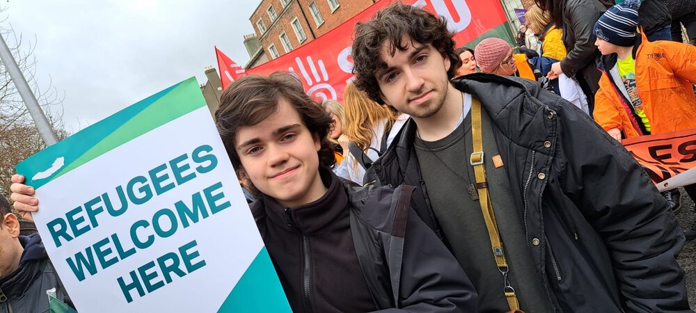 Evan and Fintan Shanahan enjoyed their first protest rally on Saturday.