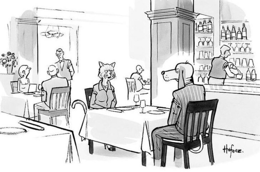 "It'll never work. You're a dog person and I'm a cat person." #NewYorkerCartoons