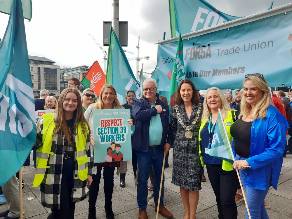 Hundreds joined the national day of protest on Tuesday (3rd May) in response to what the unions describe as the “neglect and underfunding” of community sector services.