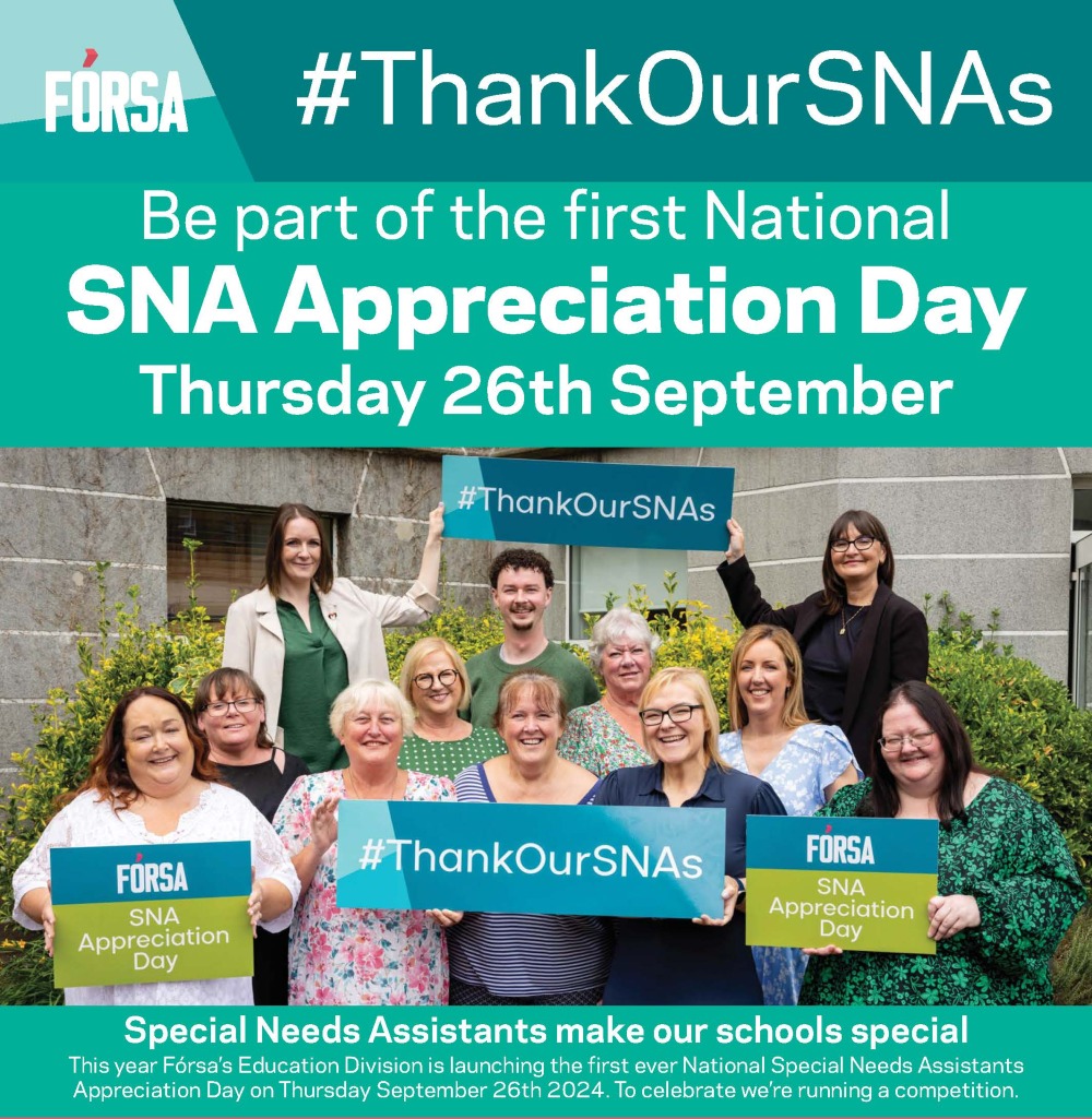 To celebrate SNA Appreciation Day, we are running a national competition for one lucky school in each province to win a €1,000 prize.