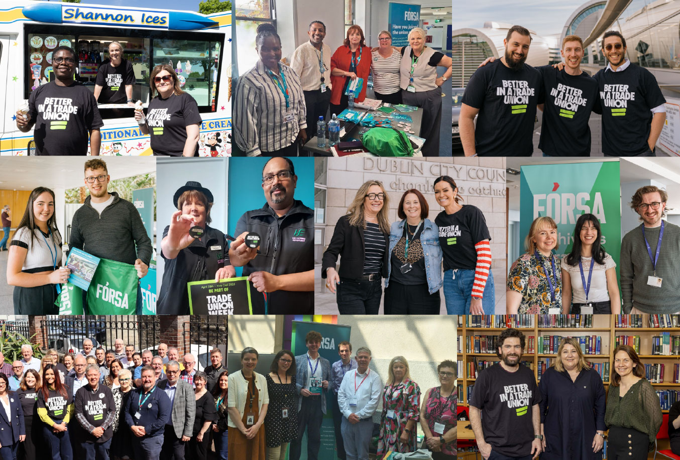 Collage of members at trade union week events across the country
