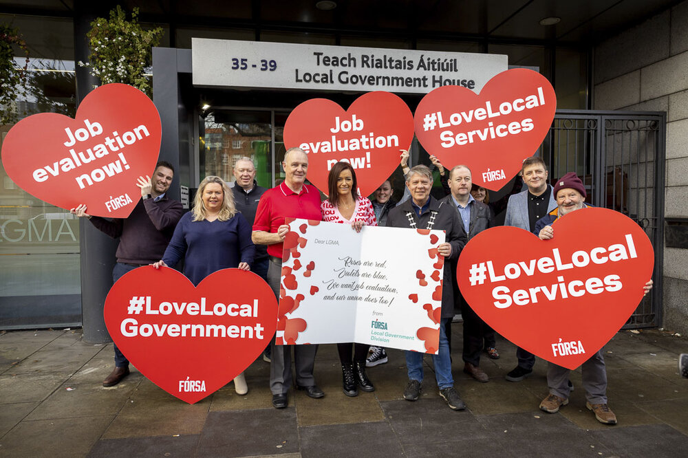 The decision came after a campaign effort this week which saw members in local authorities across the country deliver a Valentine’s Day message to local authority management, calling for an independent job evaluation scheme.