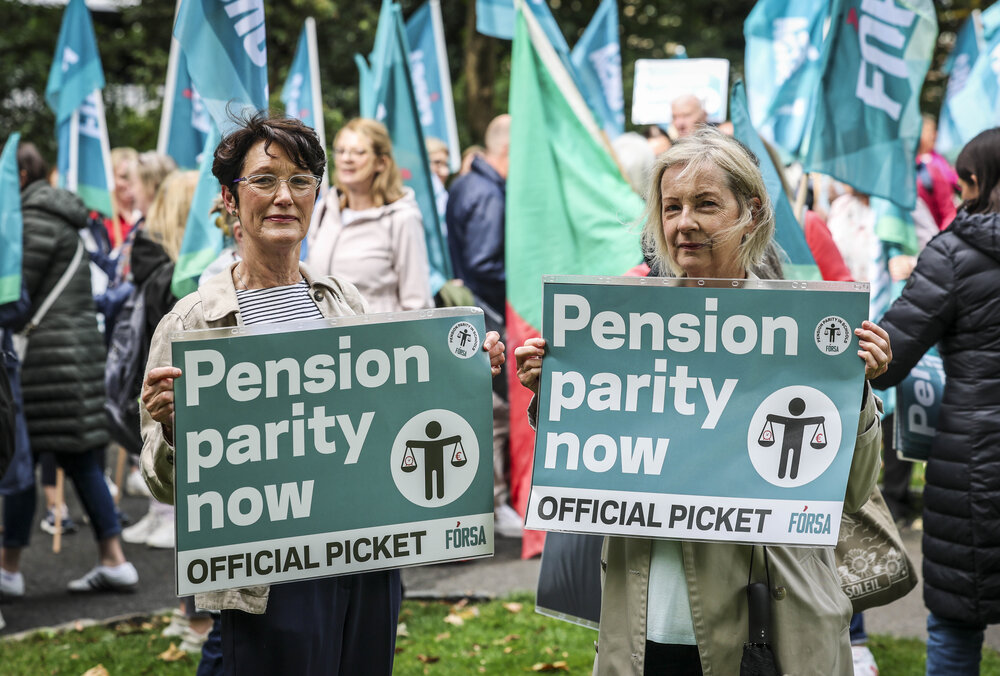 Secretaries members in Merrion Square gathering point before DPENDR rally